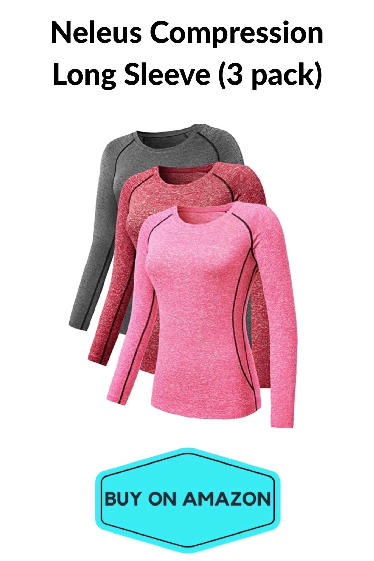Women's Compression Long Tees, 3-pack