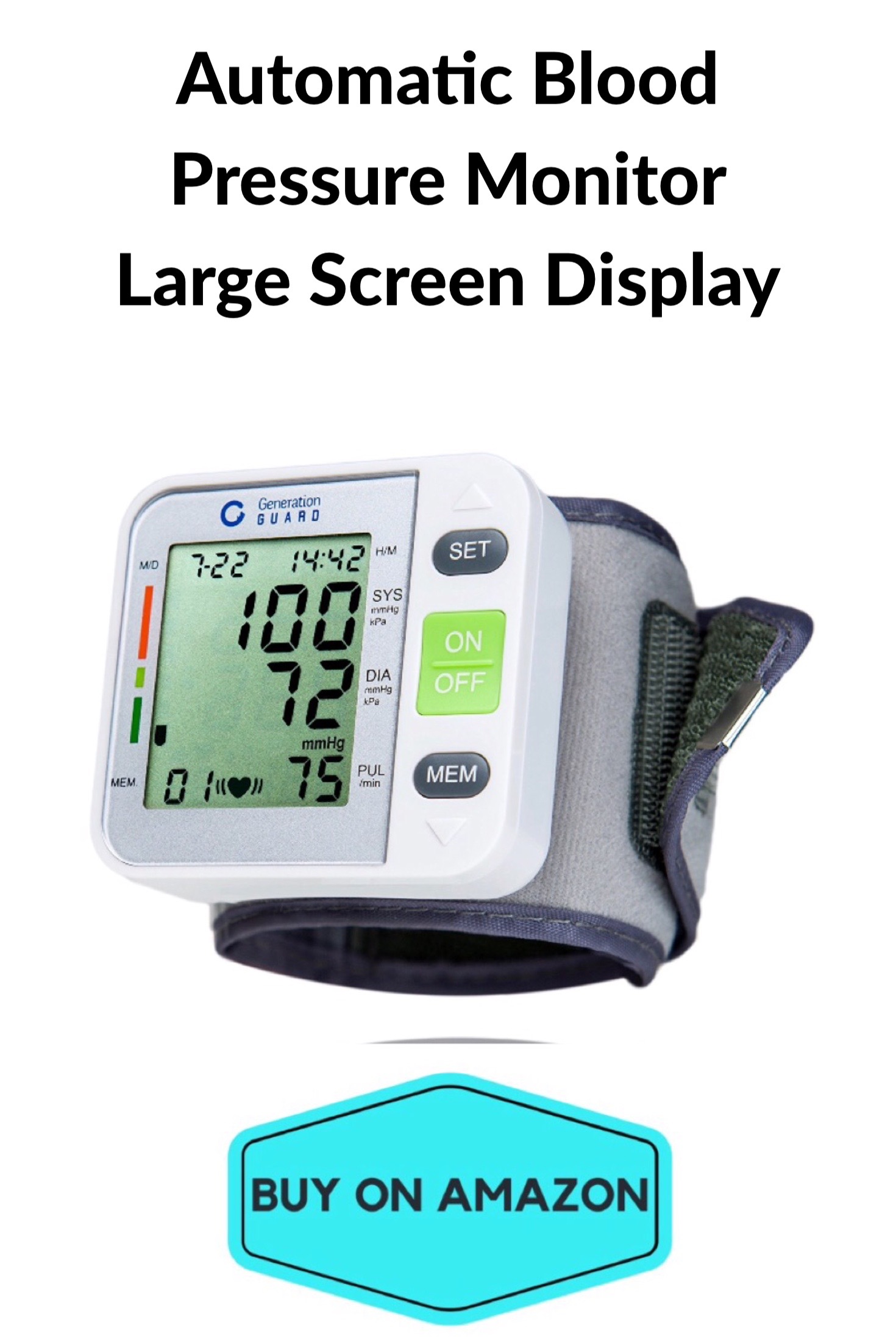 Automatic Blood Pressure Monitor Large Screen Display