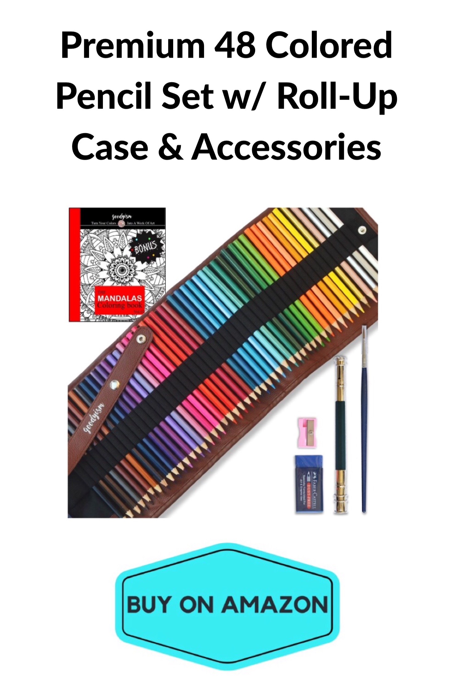 Premium 48 Colored Pencil Set w/ Roll-Up Case