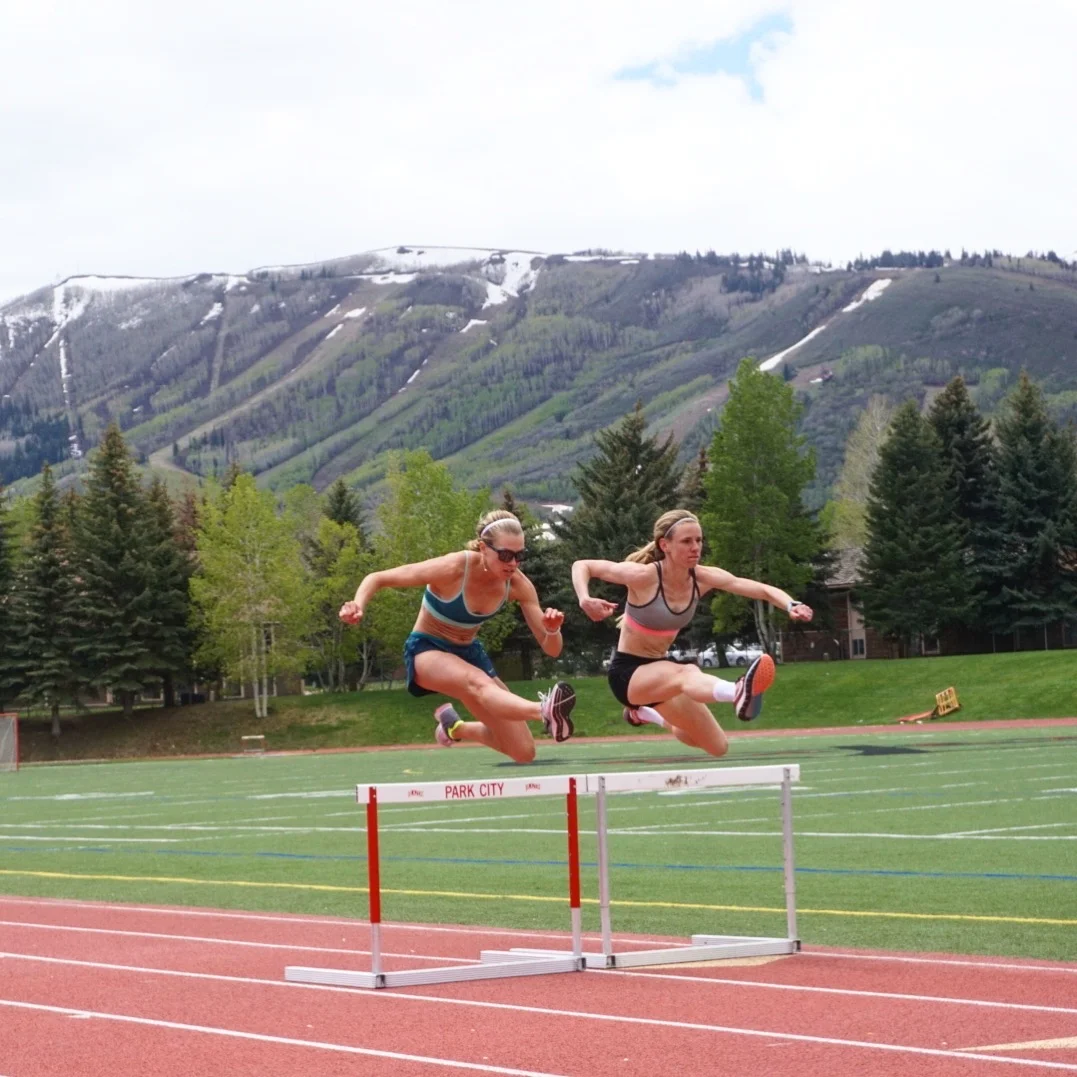Courtney and I doing some hurdle practice at the Park City high school track