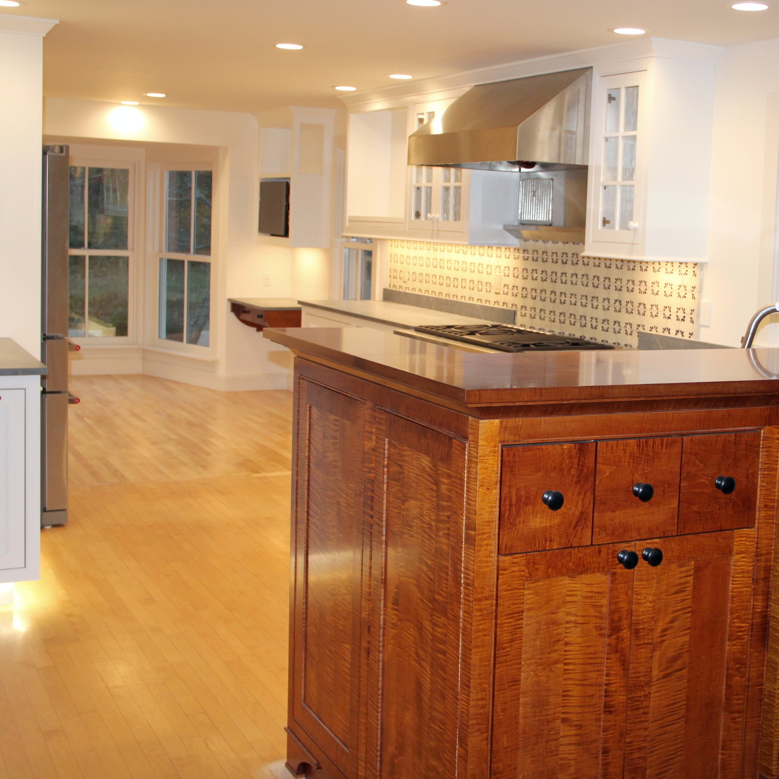 Authentic Elegance Custom Kitchen With Tiger Maple And Angled