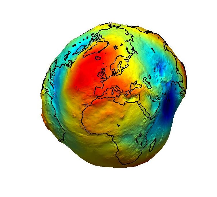 A rather exaggerated geoid surface. Source