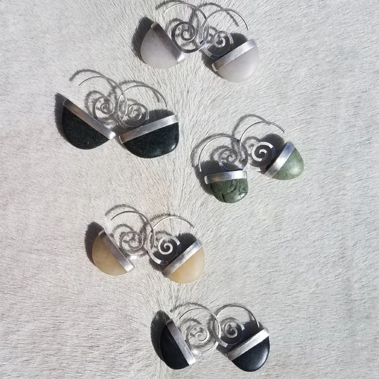 Rebecca Bashara Spiral Stone Earrings