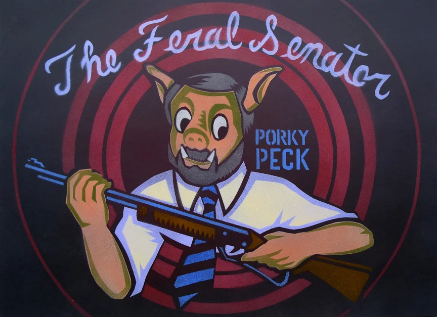  The Feral Senator:&nbsp;State senator Virgil Peck who, during a March 14, 2011 senate hearing, said (when referring to a state program to manage feral hogs) that "If shooting these immigrating feral hogs works, maybe we have found a [solution] to ou