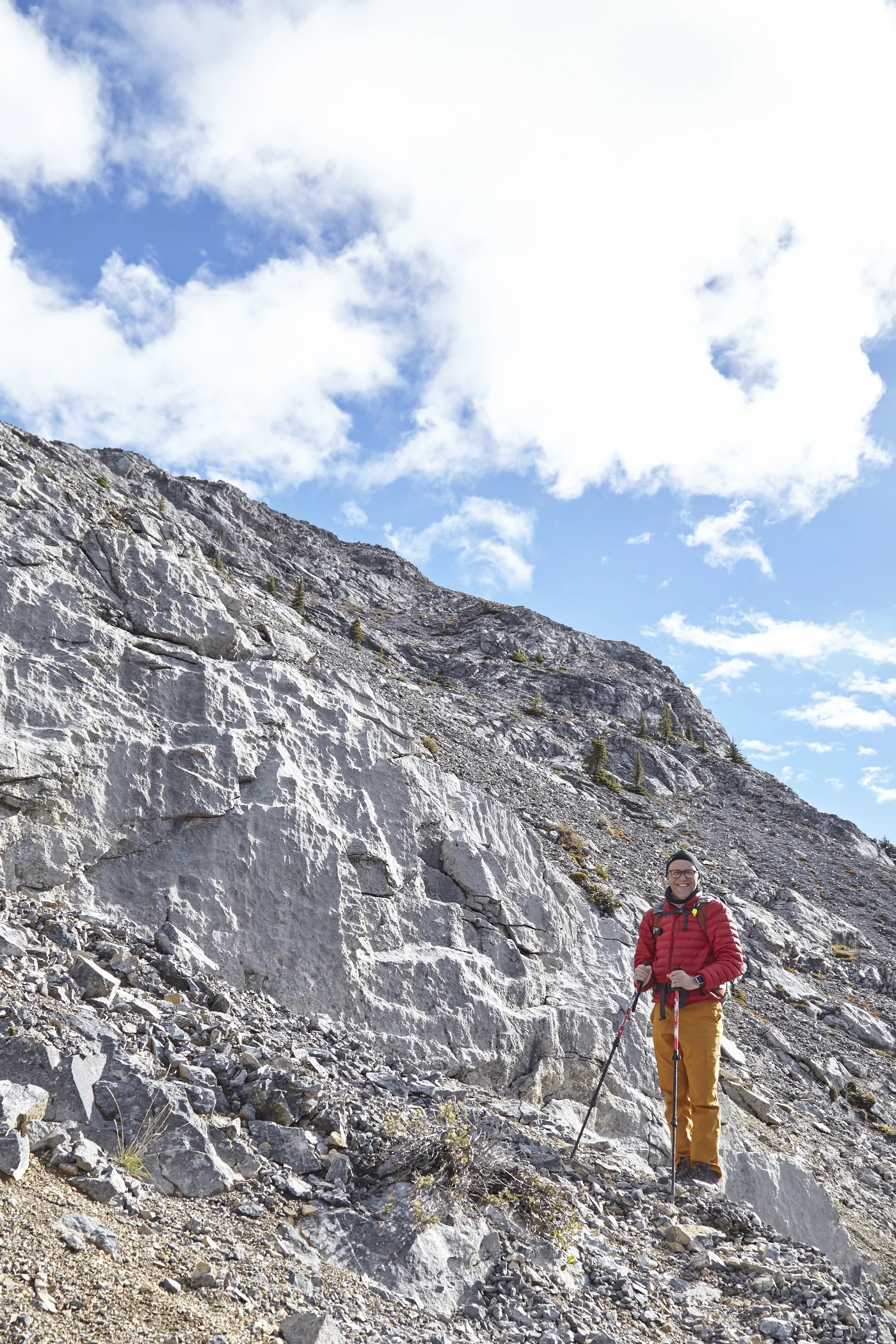 Looking back at the steep summit slopes.