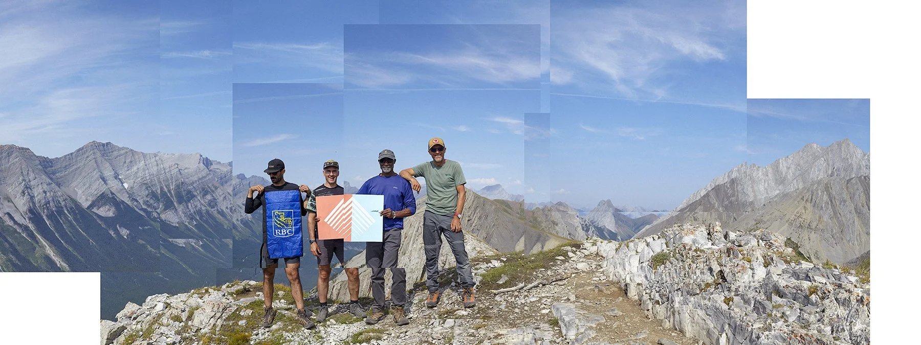  The lads and I on the summit of Grizzly Peak, Kananaskis Country. August 2025. A tri-fold card mock-up, still unfolding. 