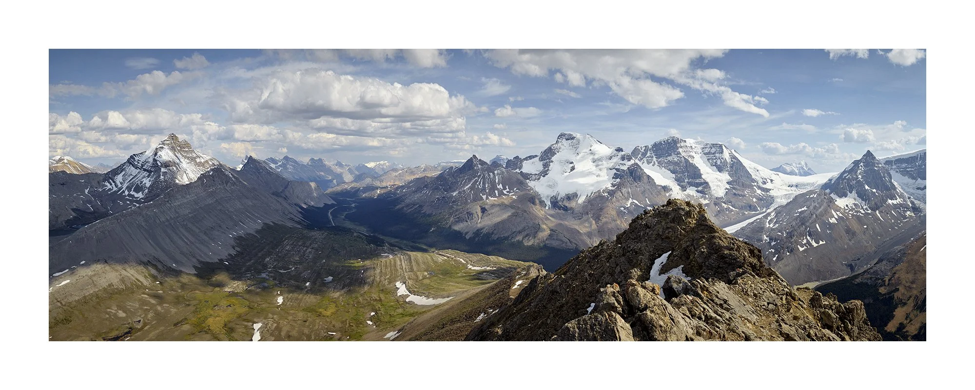  The incomparable view from the summit of Mount Wilcox in Jasper National Park. This gigapixel pano was captured in June 2023 during our first Peak Week. The fresh snow made the climb harder, but it also felt like a gentle reminder that the mountains