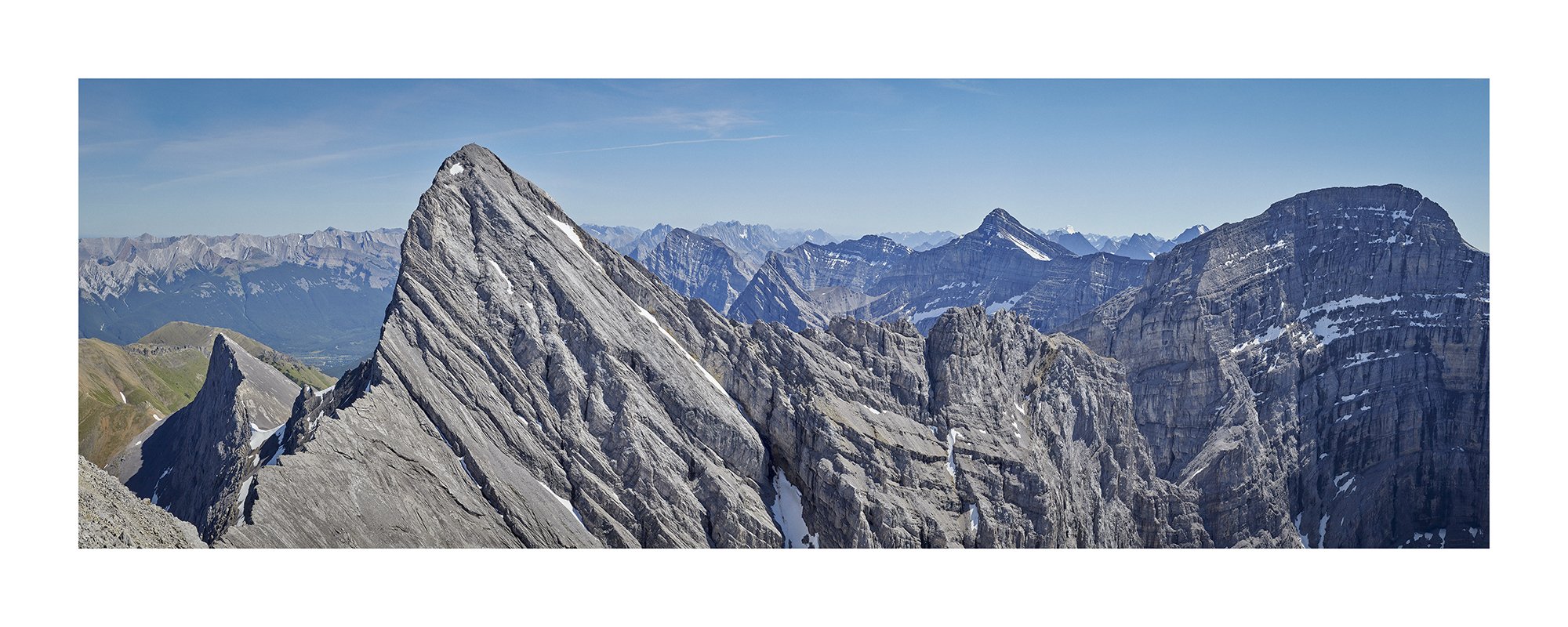 Wind Mountain, Kananaskis, July 2020. This remains my favourite panorama, hands down. It gathers so many classic peaks into one quiet sweep: Bogart, The Fortress, Mount Joffre, and of course, Wind itself.  Yuri and I were having lunch on nearby Moun