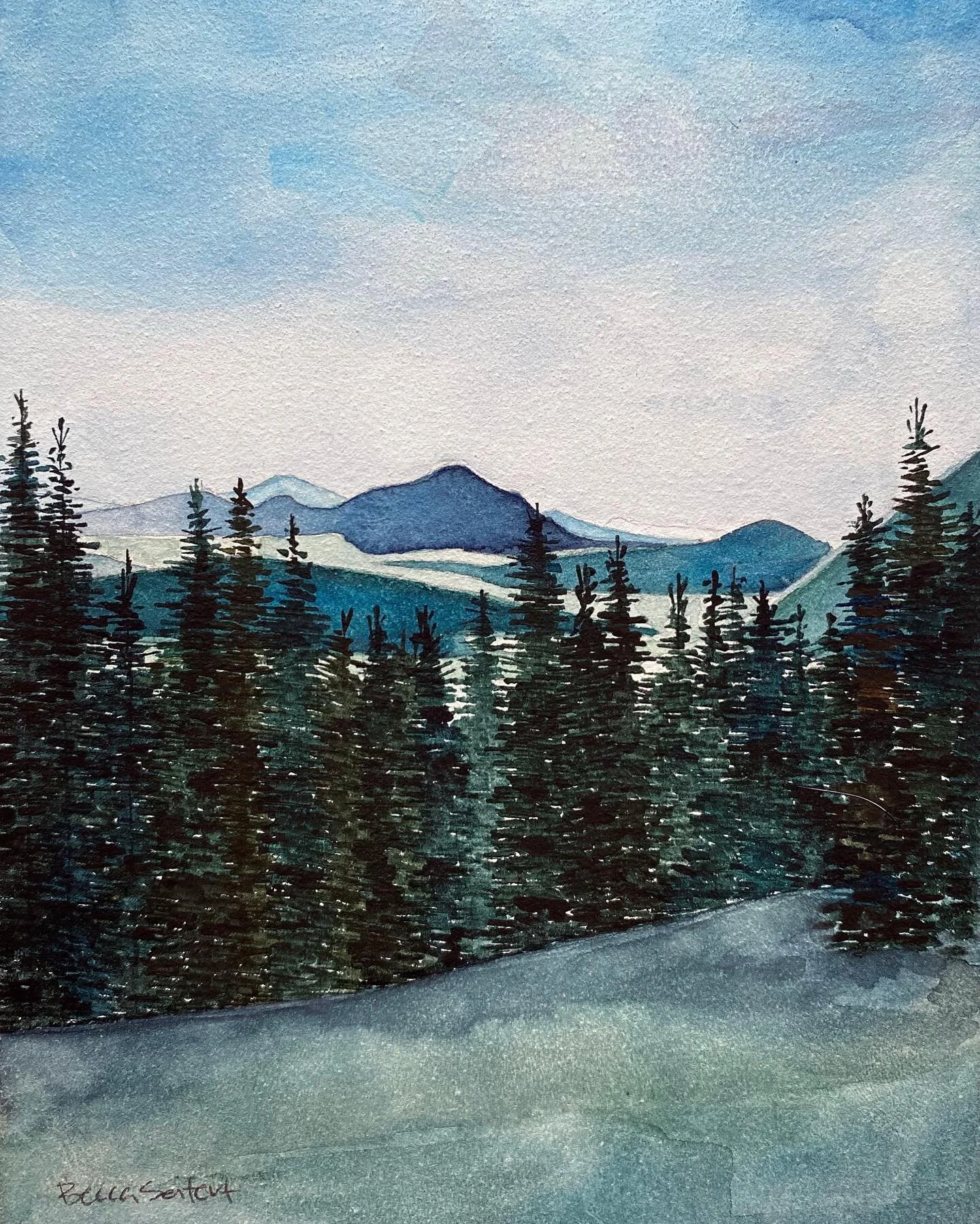 Columbus Mountain From Nipple Peak 7&rdquo; x 5&rdquo; Watercolor &bull;SOLD&bull;