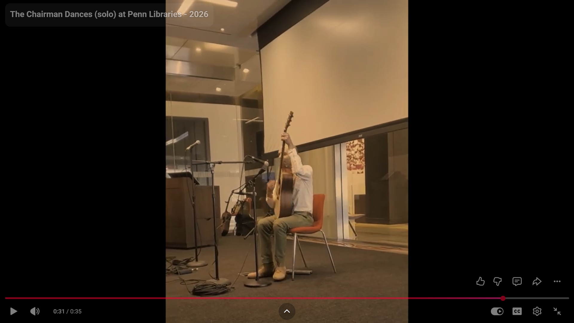 The songwriter of The Chairman Dances performing at the University of Pennsylvania