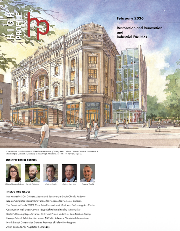 Cover of High Profile Magazine showing rendering of historic Trinity Rep Lederer Theater Center.