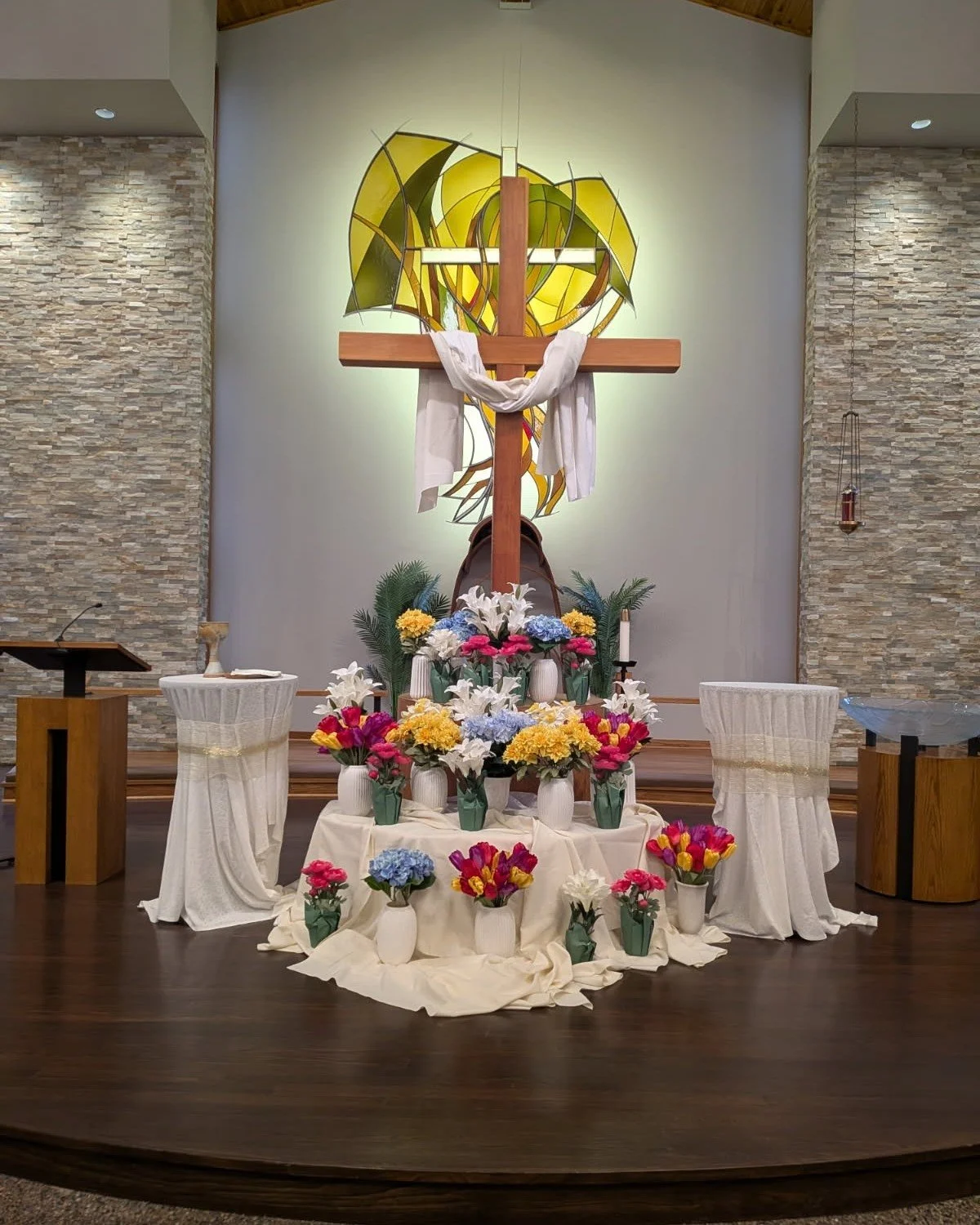 The church is all ready for Easter! Complete with 3 different spots for you to be able to take your Easter pictures!