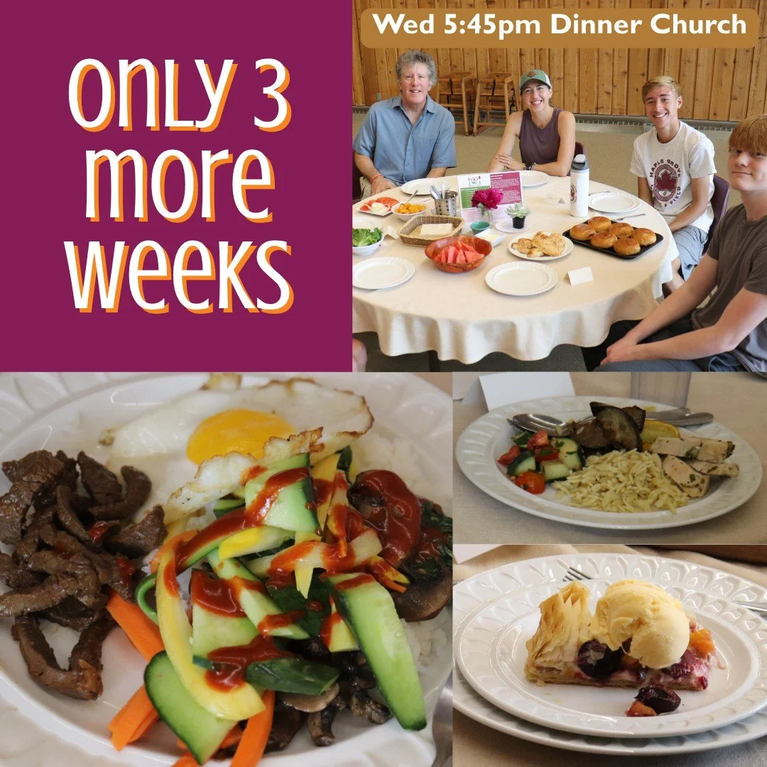 There are only 3 more weeks of Dinner church this Summer! You are invited to come and eat at Dinner church this week. RSVP at moply.org/dinner-church