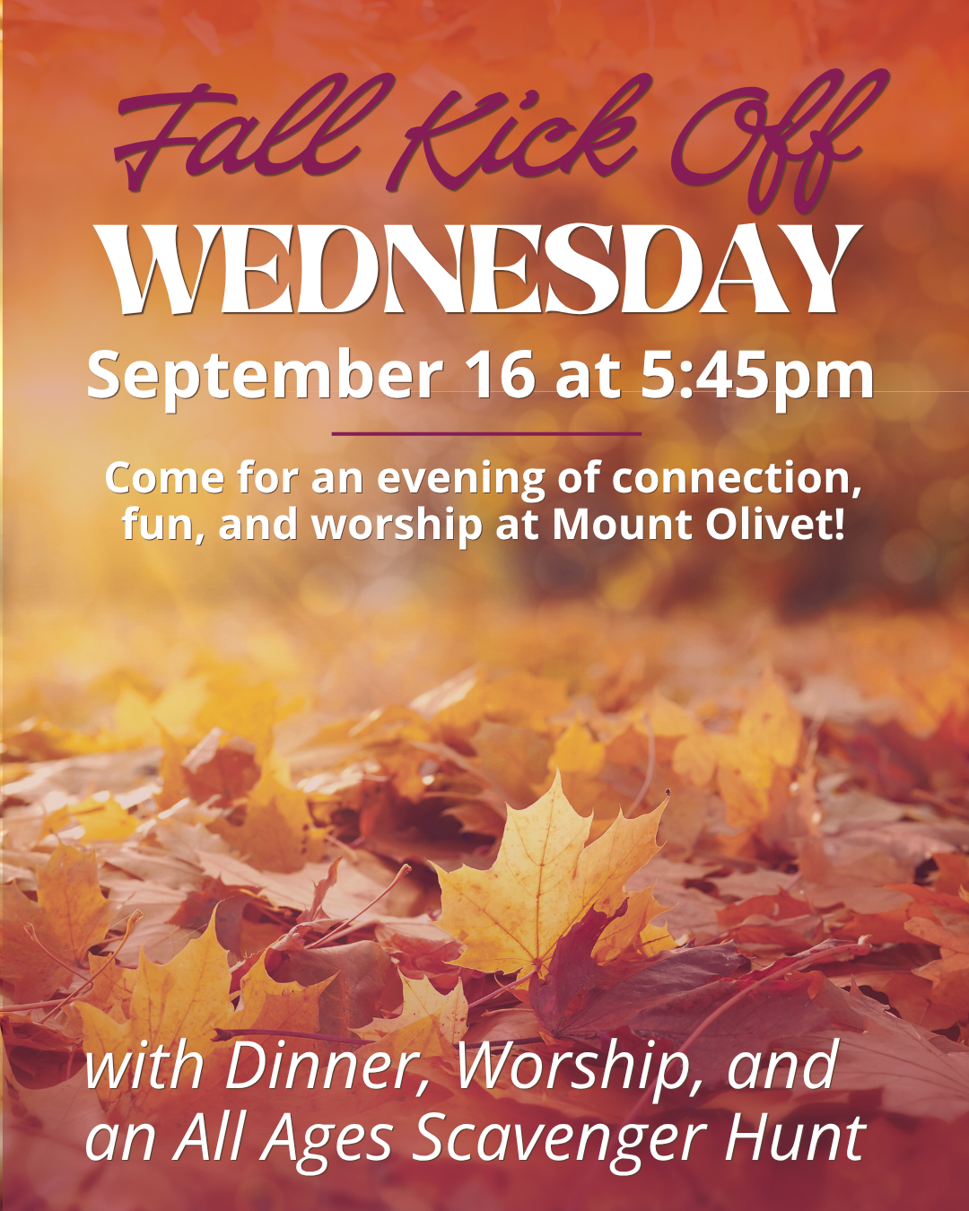Fall Kick Off Wednesday