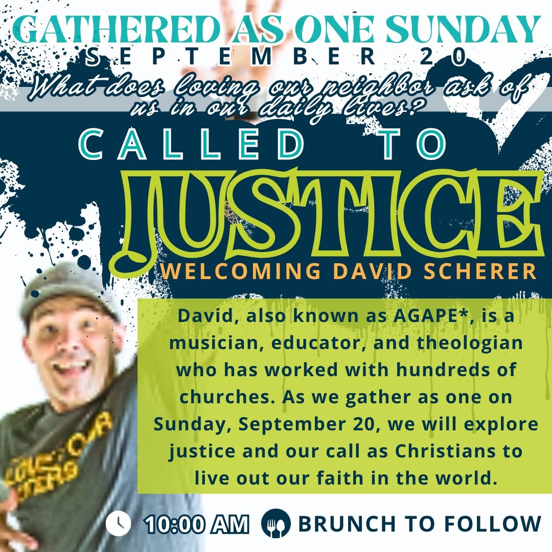 This Sunday, September 20 we Gather as One for worship at 10 am. Brunch to follow worship!

As we gather as one, we will explore justice and our call as Christians to live out our faith in the world. We are called to justice. 

 #mountolivetplymouth 