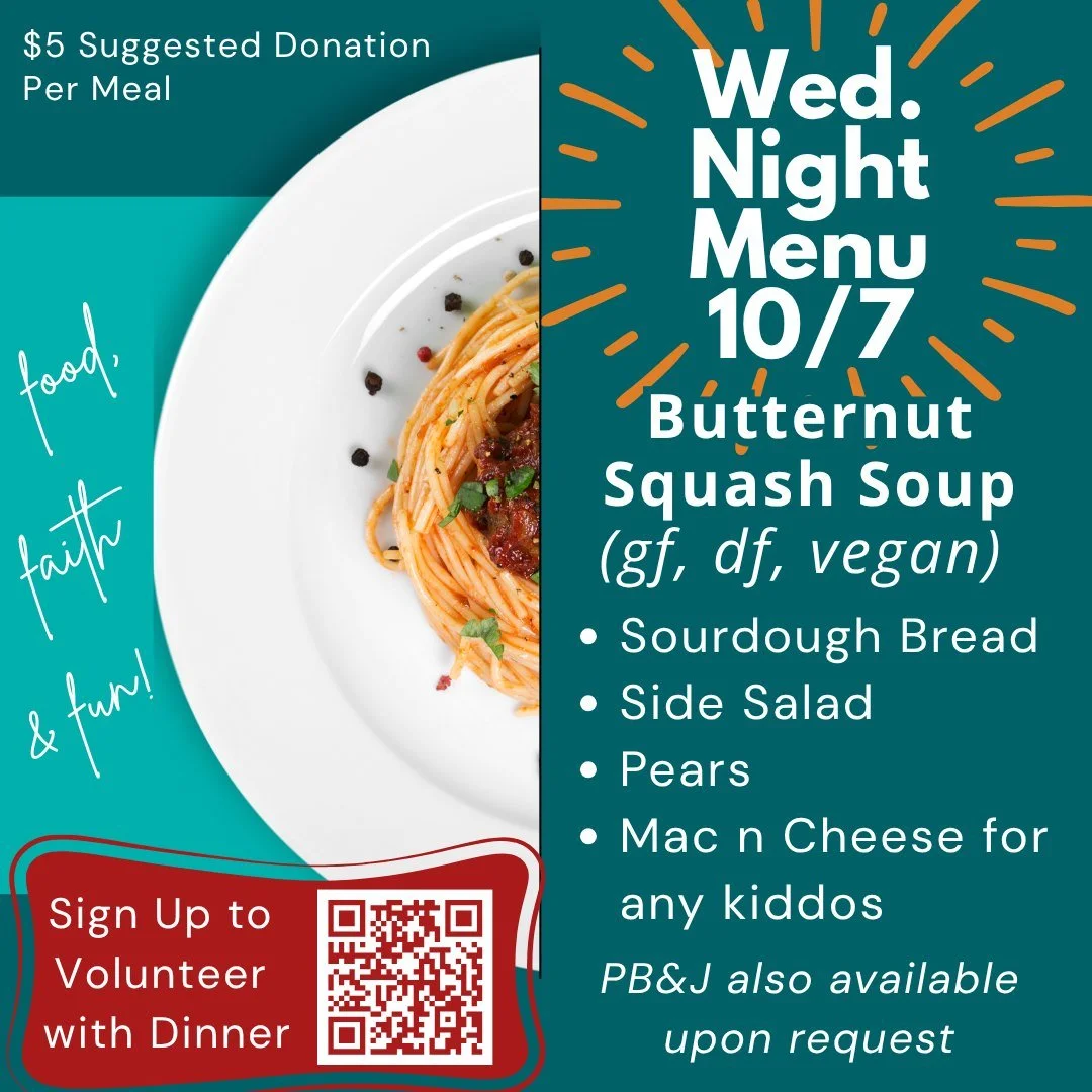 Wednesday Dinners at MO ✅
Tasty, filling, easy ✅

$5 recommended donation/person

 #mountolivetplymouth #welcometothetable #WednesdayNightsatMO #dinnertogether