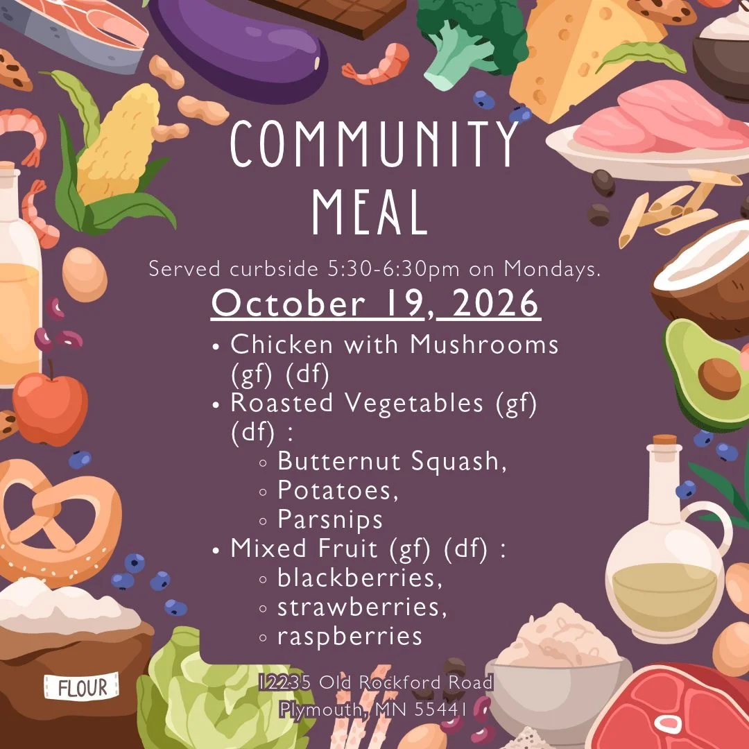 Looking forward to Monday's Community Meal? We are!

Drive up on Monday and pick up a meal with chicken and mushrooms, roasted vegetables (butternut squash, potatoes, parsnips), and mixed fruit (blackberries, strawberries, raspberries), all made glut