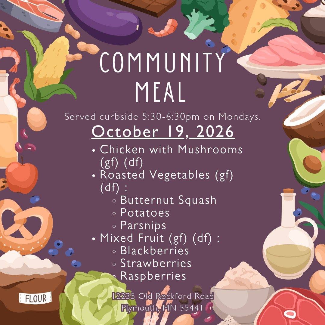 Craving some fall flavors? Tonight, drive up to Door 2 at Mount Olivet for a delicious meal of chicken with mushrooms, roasted vegetables, and mixed fruit!

#MountOlivetPlymouth #CommunityMeals #LoavesandFishes #loveyourneighbors❤️