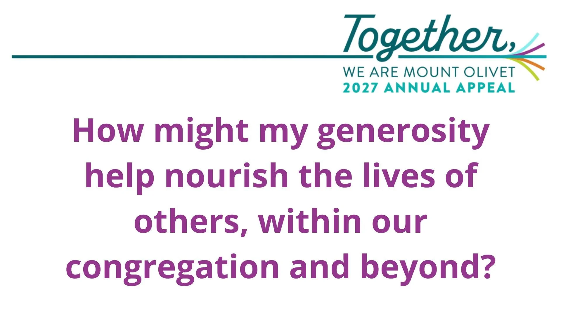 Last night, we listened as Lauren Schroeder, Council President, spoke on the 2027 Stewardship Annual Appeal and the importance of nourishing a community, in addition to continuing to become together as a congregation.

Mount Olivet, your generosity m