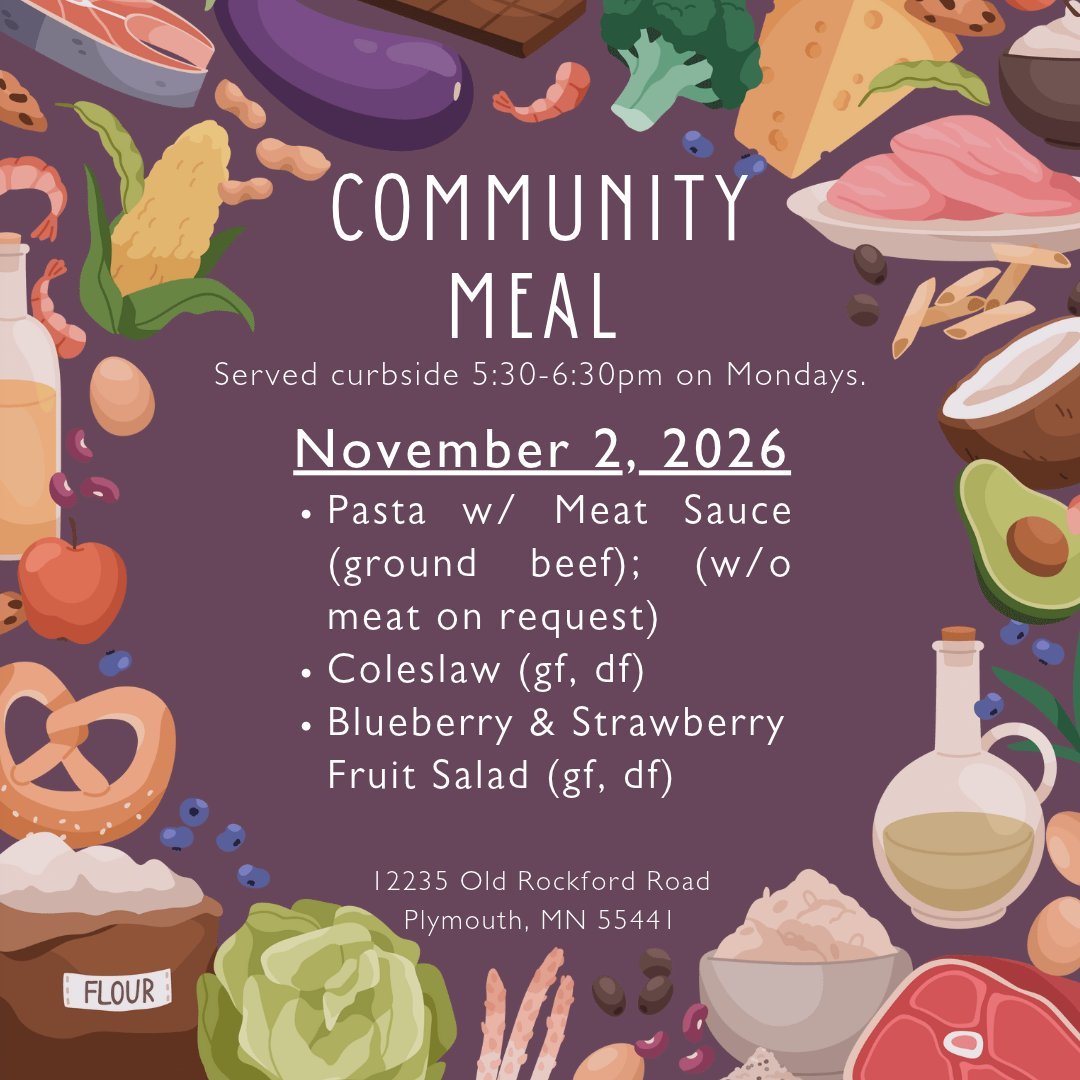 Missed out on hamburgers on the 26th? No worries, we've got another tasty meal for you on the way! Drive up to Door 2 on November 2 to pick up a meal of pasta with meat sauce, coleslaw, and a blueberry &amp; strawberry fruit salad 🍓🫐

#LoavesandFis