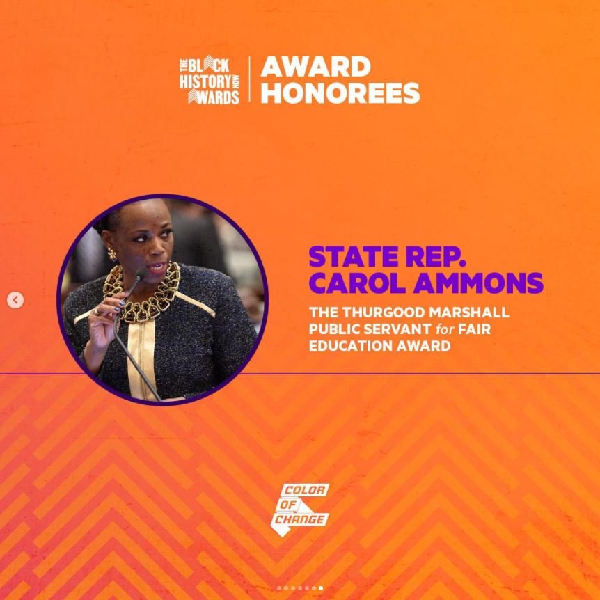 Representative Ammons Receives Thurgood Marshall Public Service  Public Servant for Fair Education Award by Color of Change