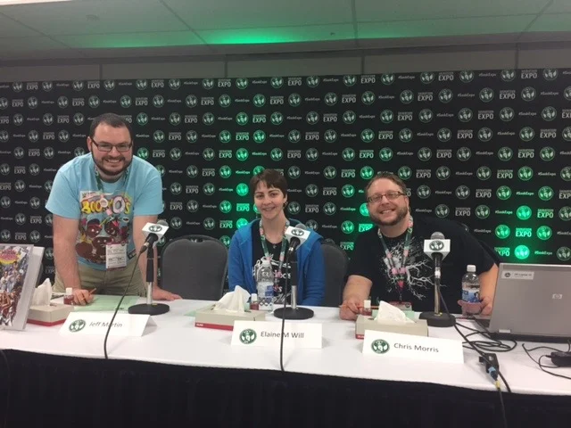 Saskatoon Expo "The Supers" Panel with (L-R) Jeff Martin, Elaine Will and Chris Morris (moderator). Listen to the panel by clicking the link above!