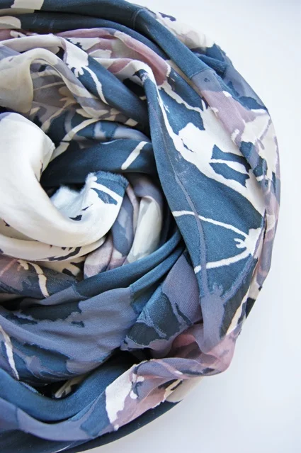 Hand dyed silk fabric with a butterfly motif