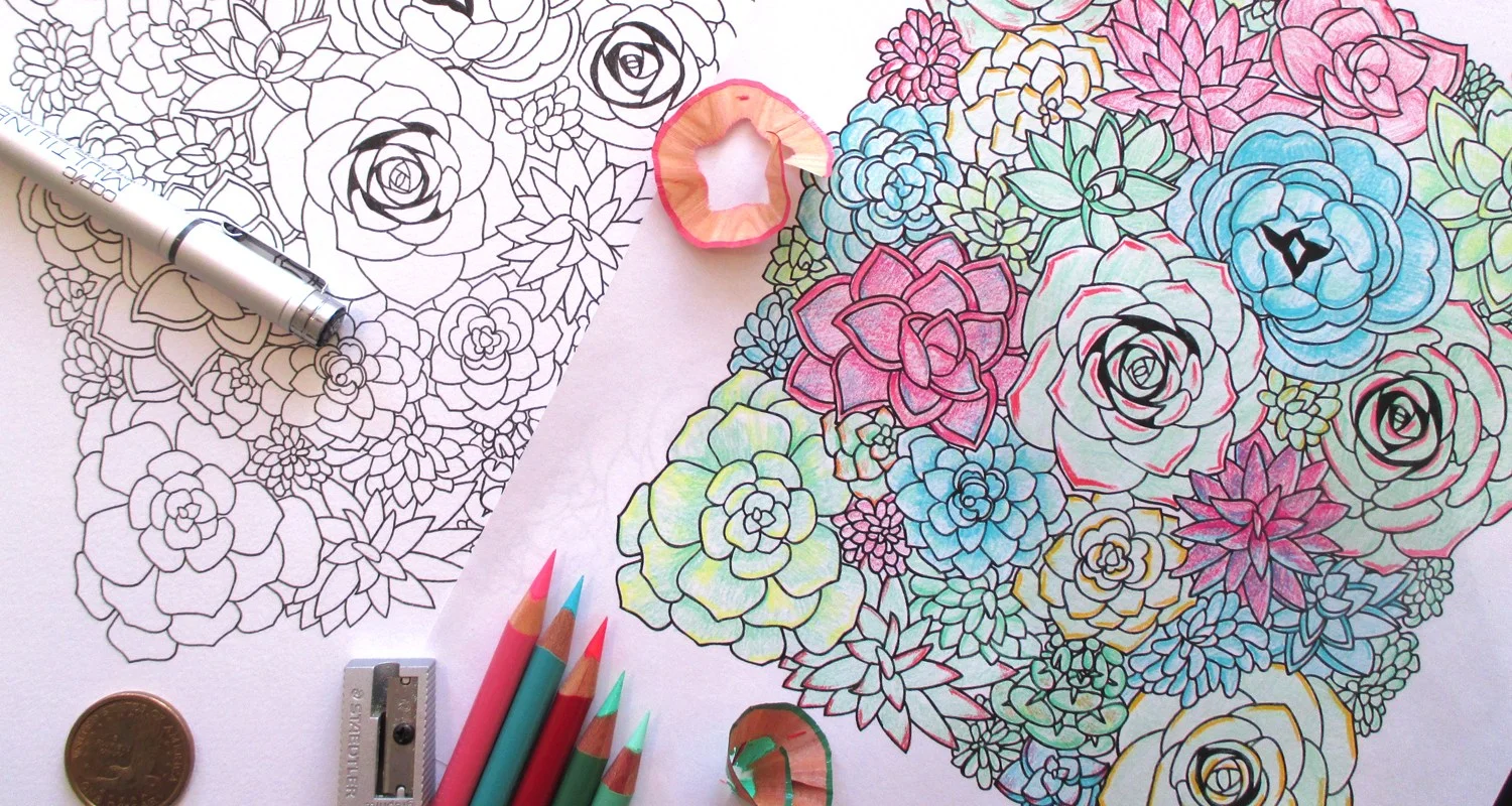 Free Coloring Page of Succulents