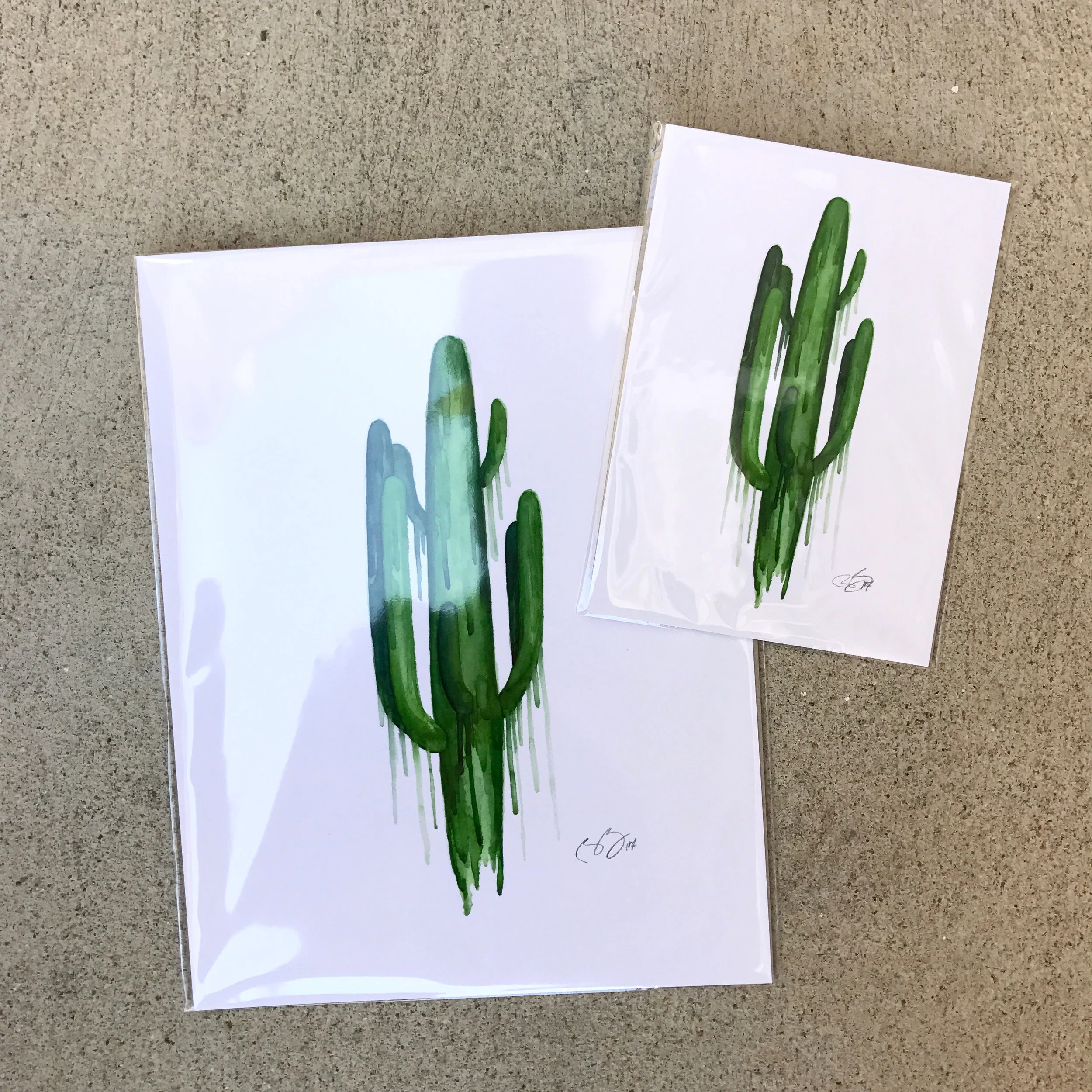 Drippy Green Cactus | Art Print #042