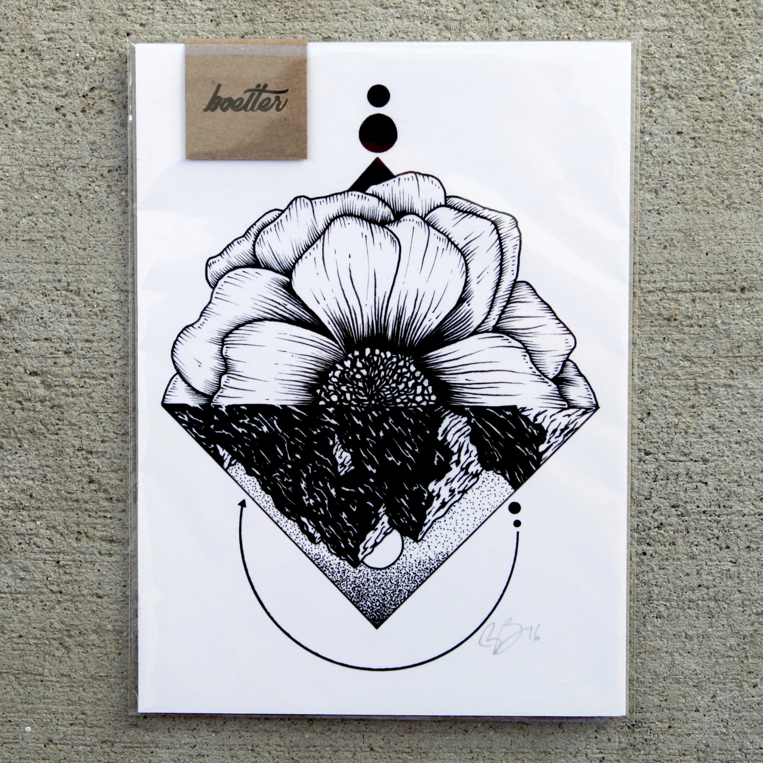 Mountain Wild Rose Gallica Geometrical Floral Illustration | Art Print #024
