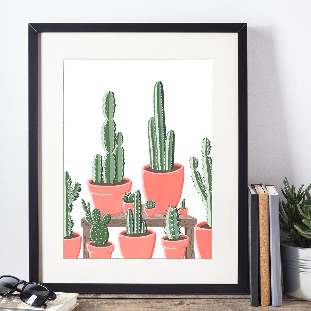 Hanging Out with Potted Cacti | Art Print #118