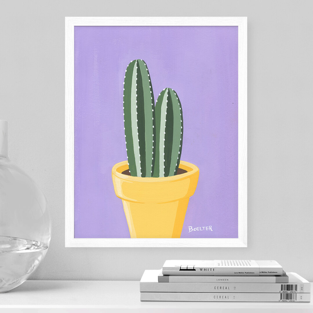 Marigold Potted Cacti on Lilac | Art Print #169