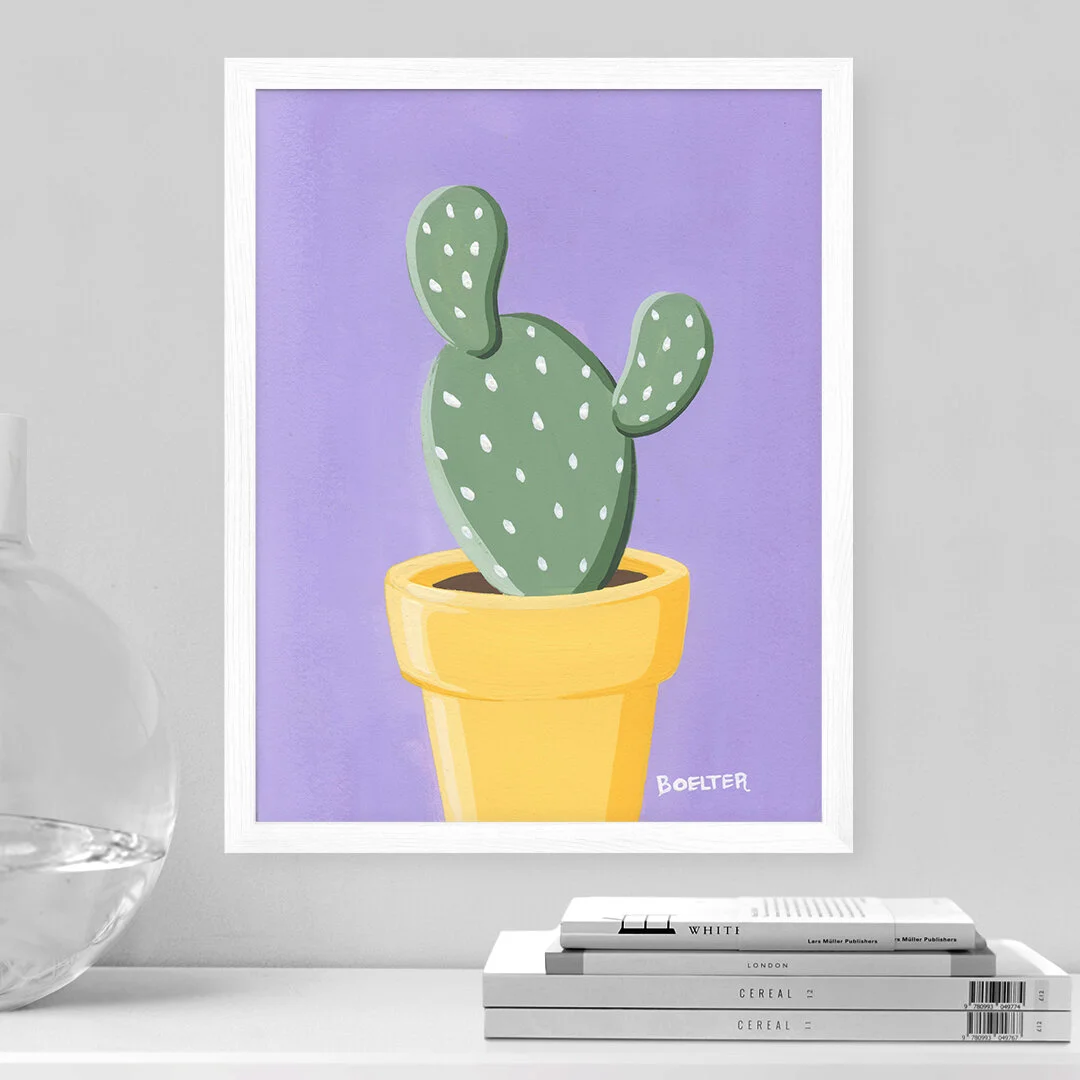 Marigold Potted Prickly Pear on Lilac | Art Print #170