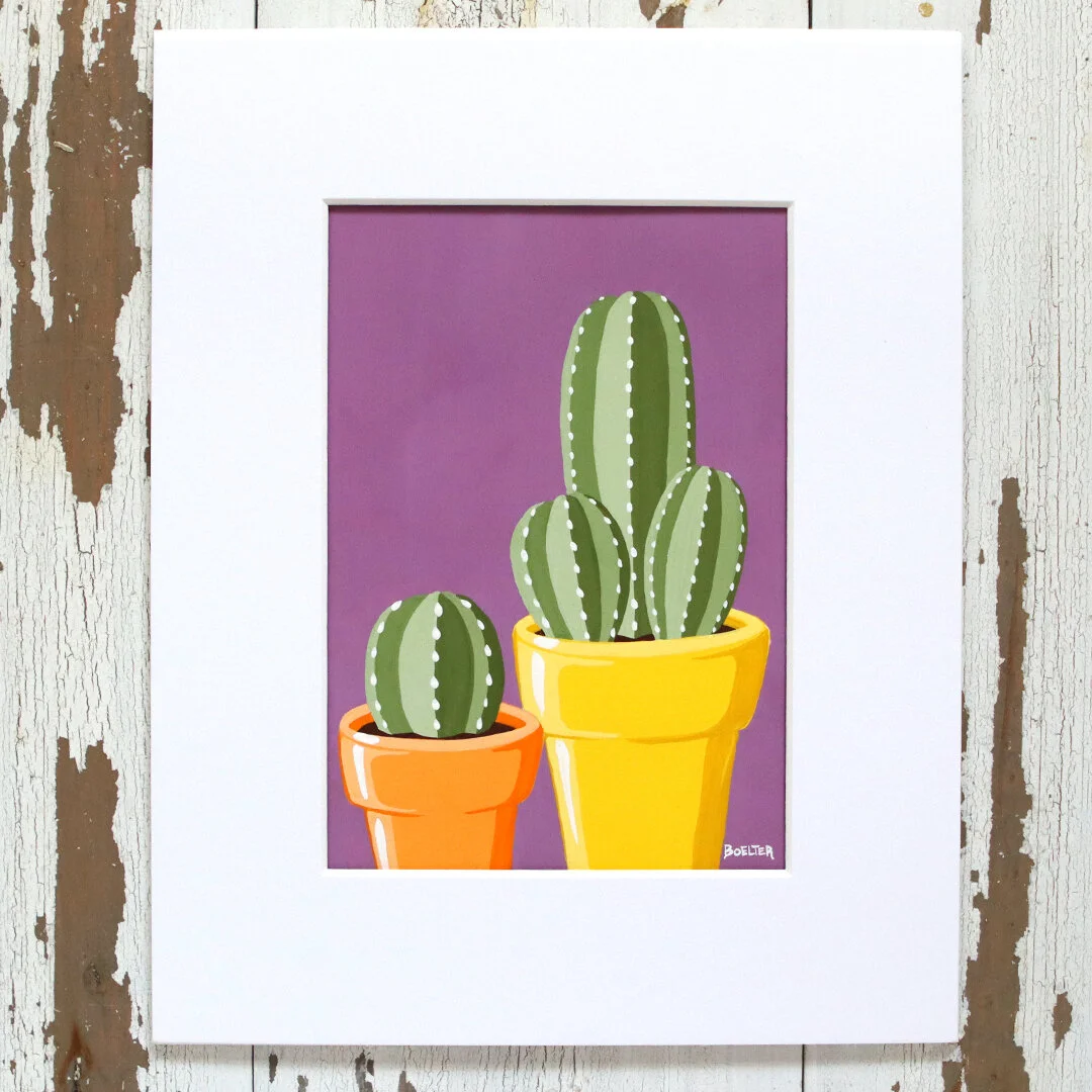 Potted Cacti on Mauve | Original