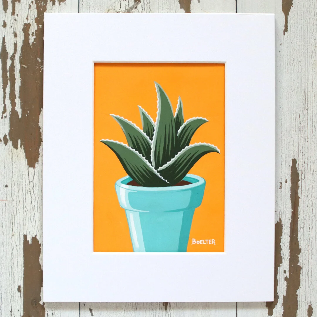 Turquoise Potted Aloe On Yellow Orange | Original
