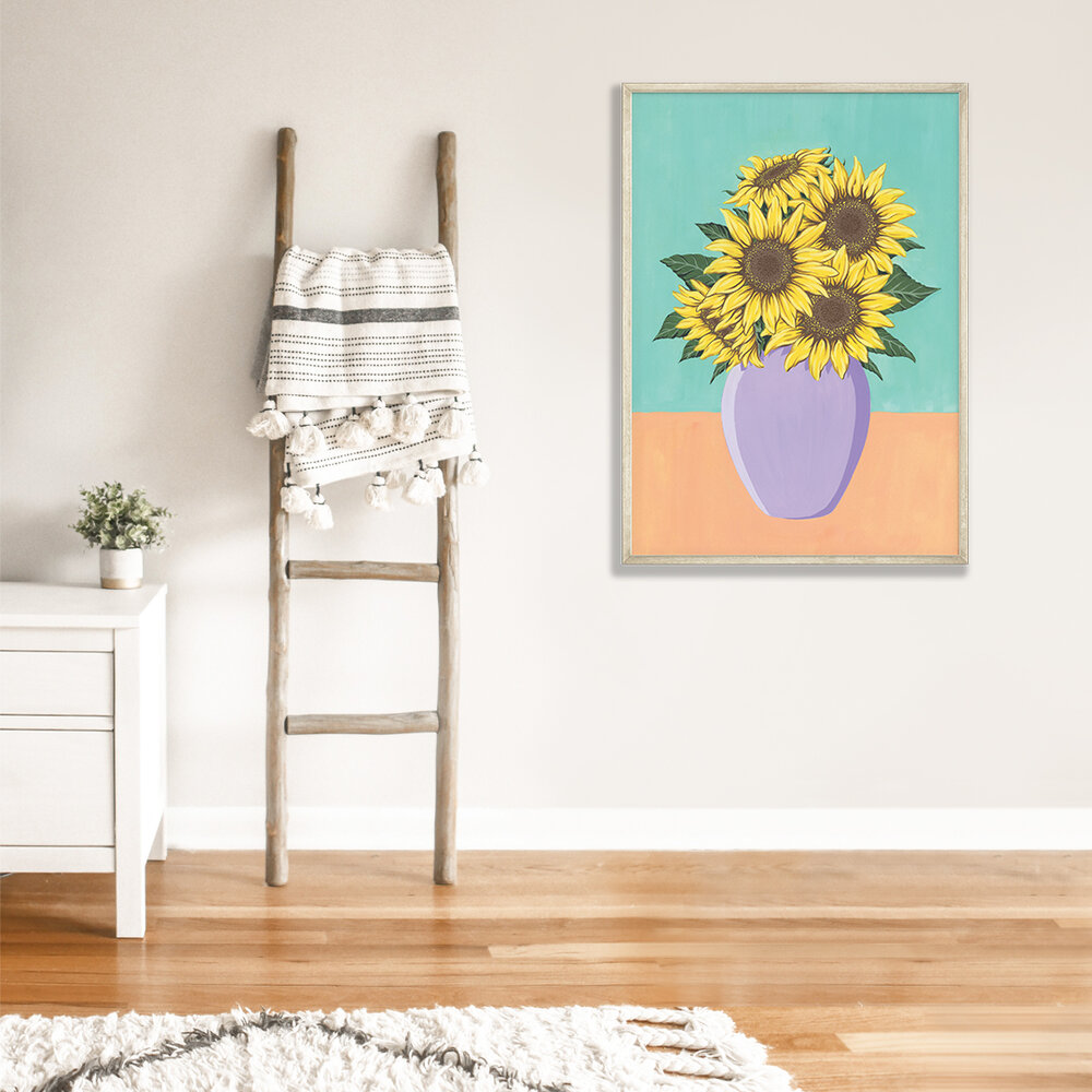 Sunflower Flower Painting on Canvas Kids Wall Art Kids Room Decor