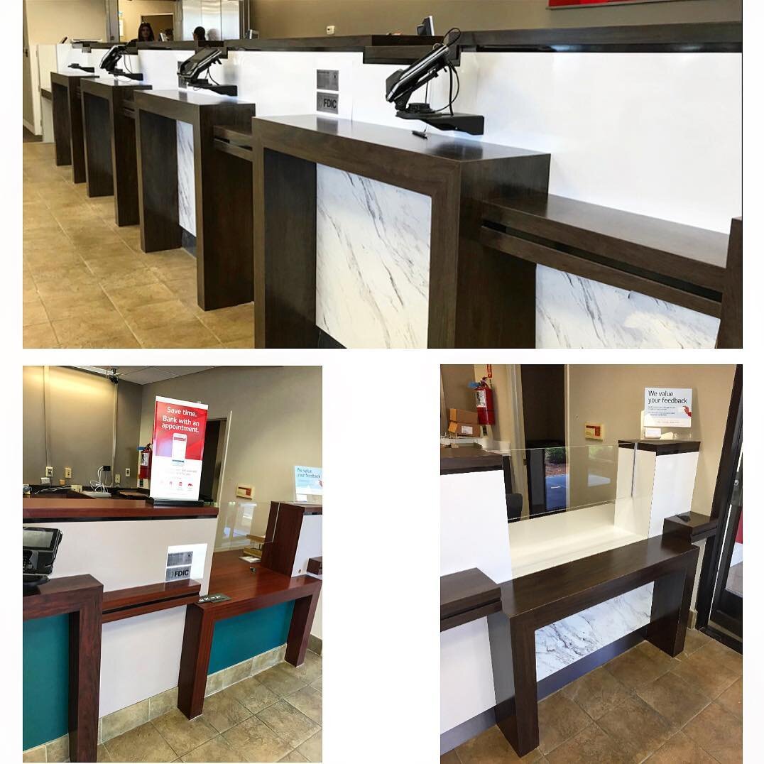 Restoring an outdated teller line and adding in an ADA station is just want this bank wanted and its customers deserved. .
.
.
.
#ldmillworkinc #bank #weekend #laminate #design #build #implement