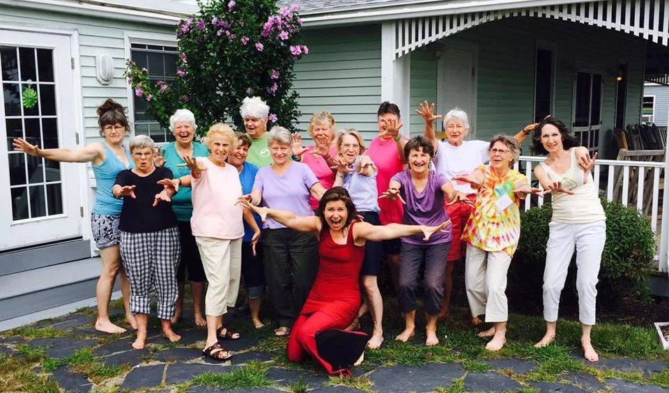 Nia is a wonderful way to connect with community, to bring dancers and 'non-dancers' alike together through joyful, healthy, fun movement. Here I am with a group at a Women's Retreat in Maine. I love how Nia unleashes the unique expressiveness in each individual and at the same time strengthens the feeling of unity we share.