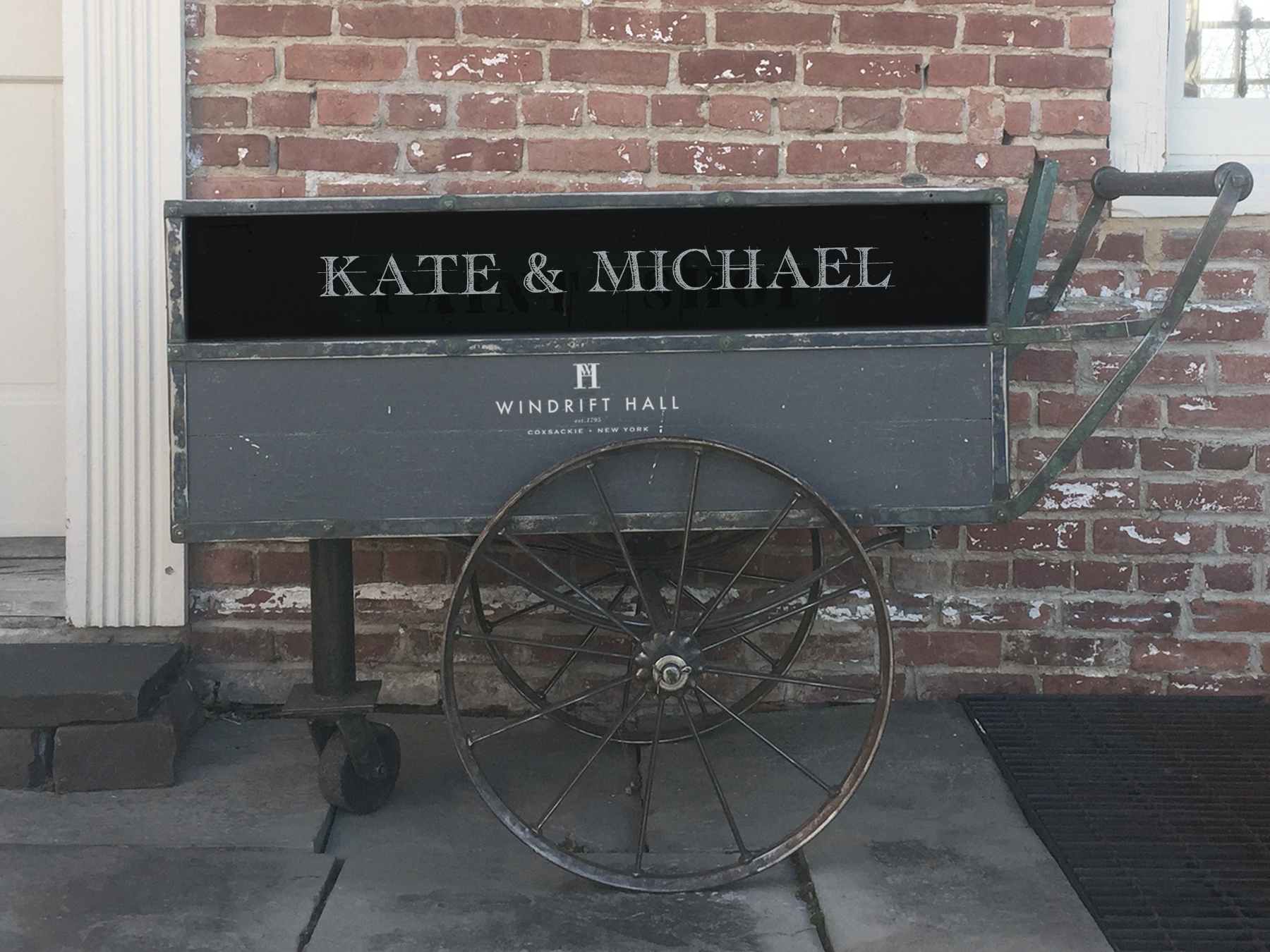 An industrial vintage cart on wheels with multiple uses as a portable bar, storing ice and bottles or simply as a very stylish cart transporting items back and forth . Both sides of the cart feature an area which can be customized with your name or message in chalk. Fee: $100