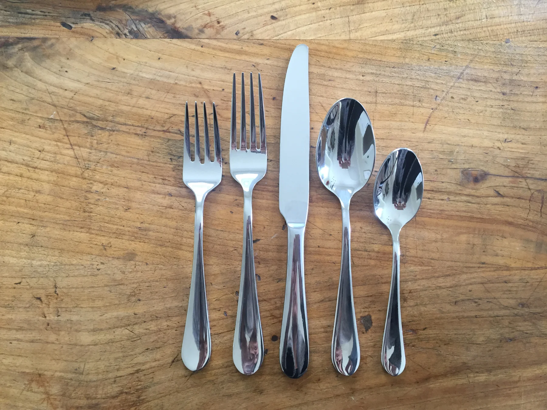 5 Piece Towle Silverware : Dinner fork, knife and spoon, dessert fork and tea/coffee spoon. Fee: $3/set