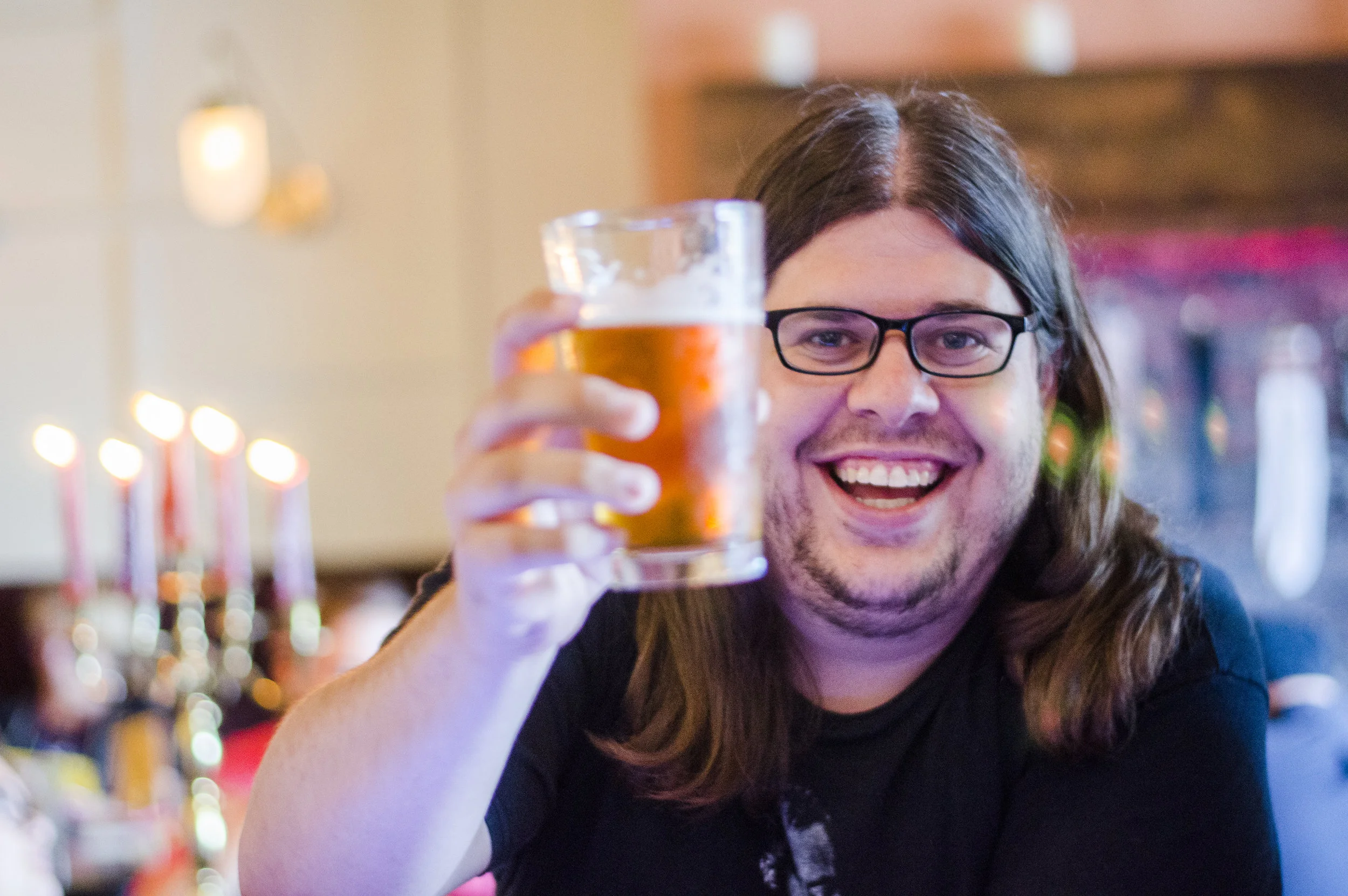 Rob Naylor drinking MadTree's PSA