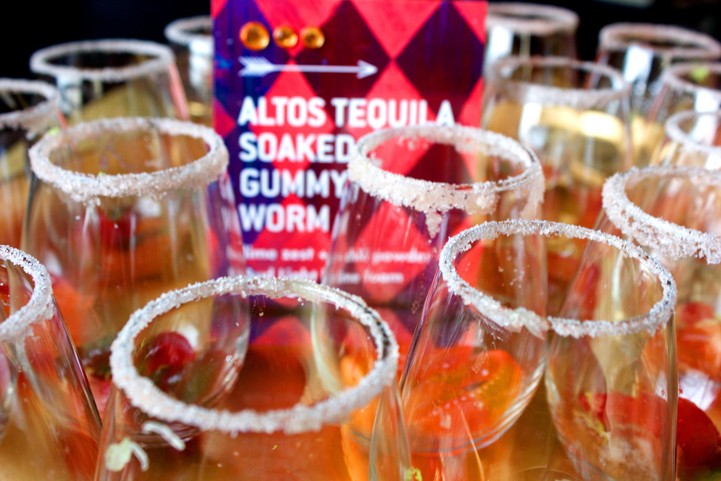 Guests were greeted with Altos Tequila-Soaked Gummy Worms