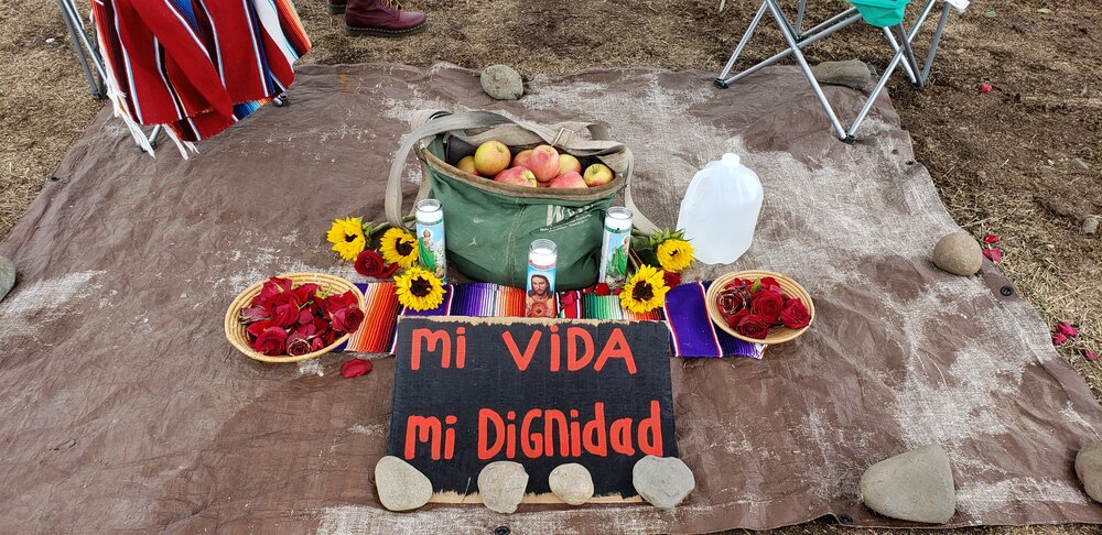  Mística items for the commencement of the hunger strike at Allan Bros.   Photo by Brenda Bentley  
