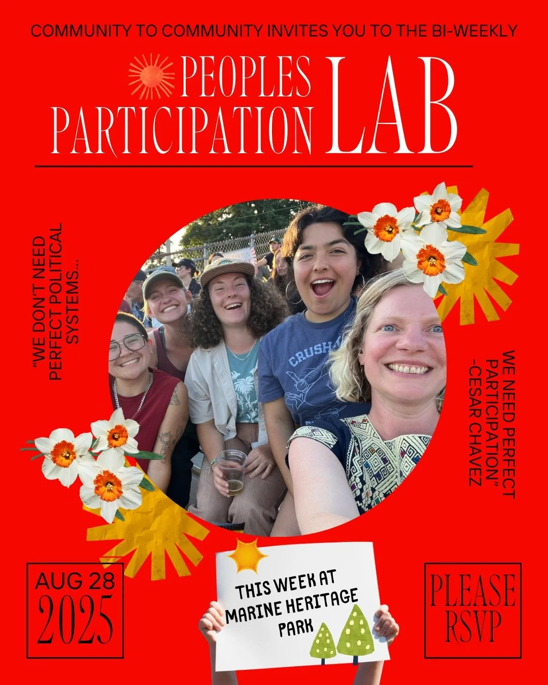 Join us this Thursday (8/28) from 5:30-7pm for our next People's Participation Lab! RSVP via the link in our bio!

We will meet at Maritime Heritage Park (500 W Holly St, Bellingham, WA 98225). Please bring sunscreen and a blanket. We will provide a 