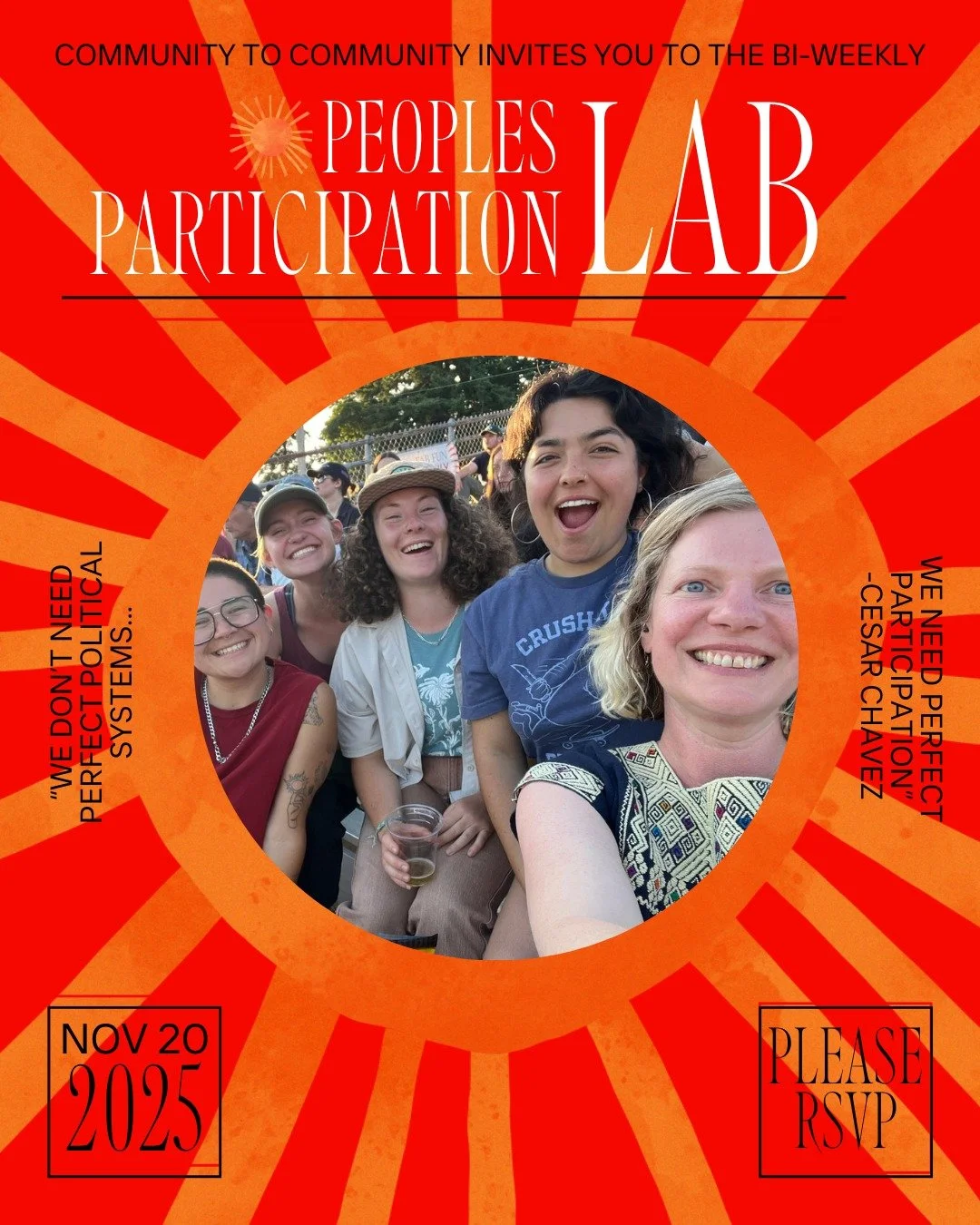 This Thursday, instead of our normal lab, we will attend the Community Engagement Workshop the county has organized about the jail. We're going to meet early to talk briefly about the event and prepare. We encourage those with C2C shirts to wear them