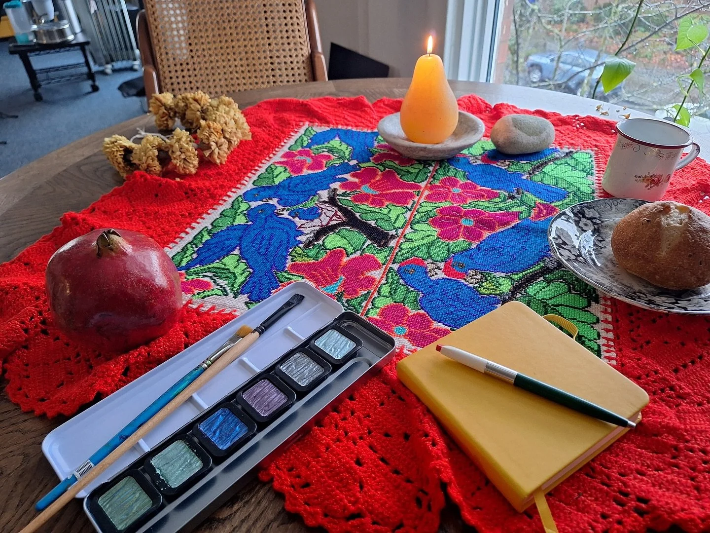 Support local farmworker families! This gorgeous Red Lace Servilleta was made by Luciana Zeferino Ortiz.

Luciana learned needlework with her mother as a young girl, and has been stitching ever since. Now 42 and a mother of 8, she makes these beautif