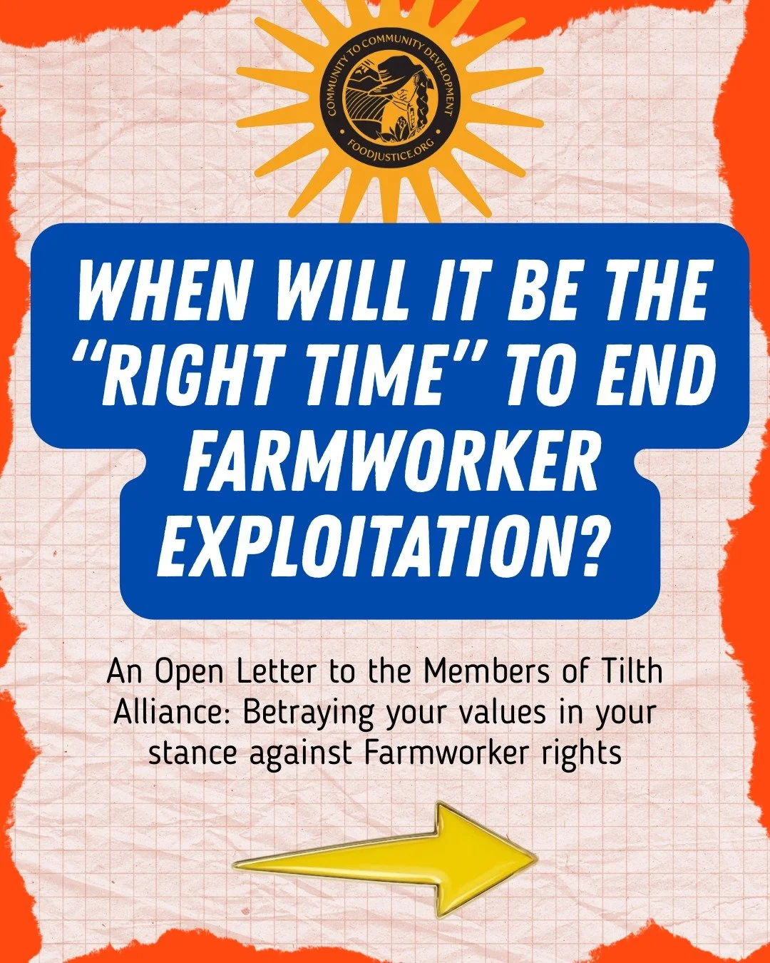 Members of the @tilthalliance , When will it be the &ldquo;right time&rdquo; to end farmworker exploitation? 

Today, the ED of Tilth Alliance submitted a letter to Senator Salda&ntilde;a in opposition to SB 6045: Collective Bargaining Rights for Far
