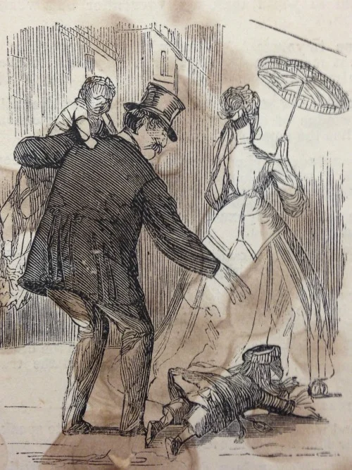 "To Take Pleasant Walks Together," scene from "Mr. Doleful's Six Reasons; Or, What He Got Married For," Frank Leslie's Lady's Magazine , December 1867.