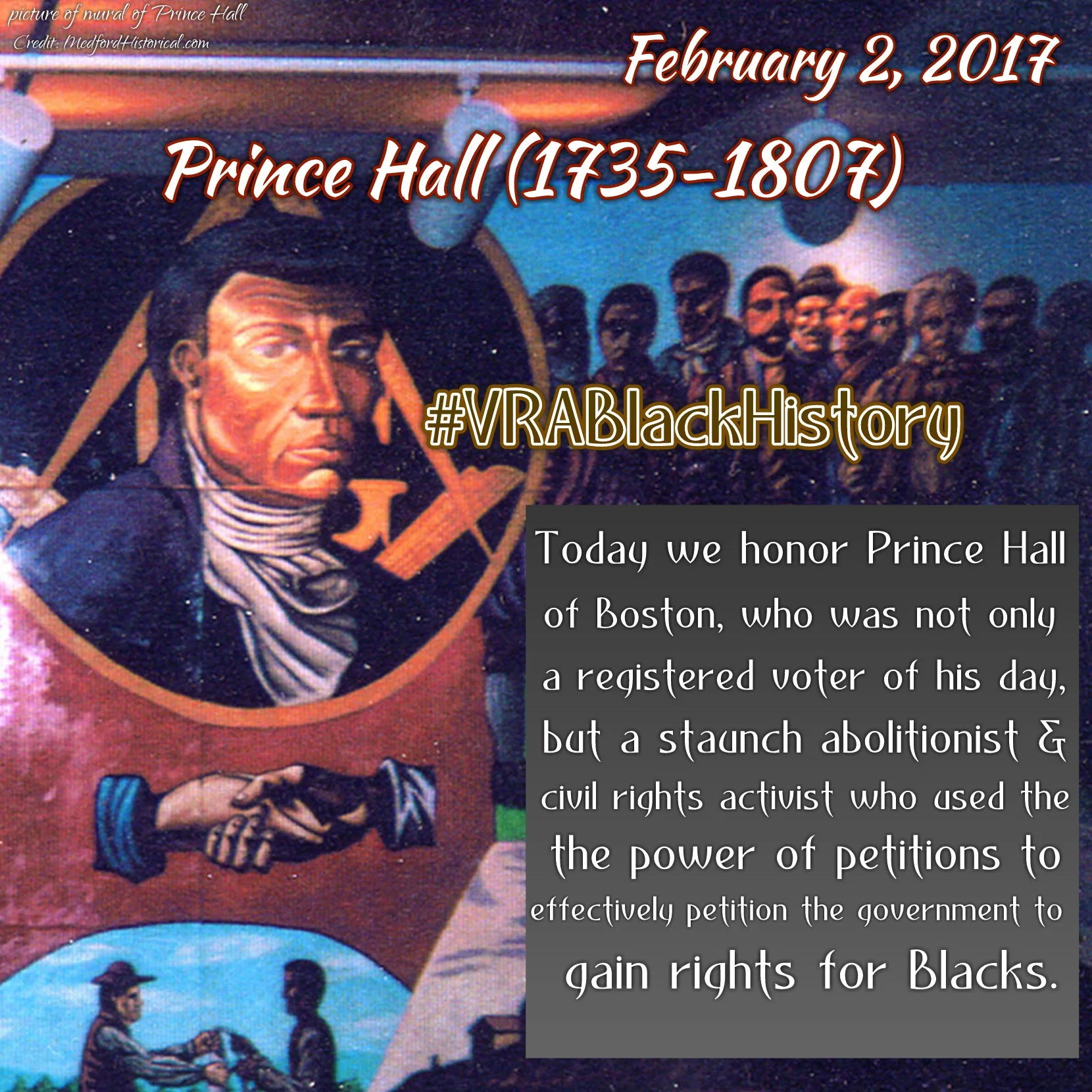 Today we honor Prince Hall of Boston, who was not only a registered voter of his day, but a staunch abolitionist and civil rights activist who used the power of petitions to effectively petition the government to gain rights for Blacks. This article exemplified the complexities of the fight for Black suffrage during a colonial era built on the immoral institution of slavery.