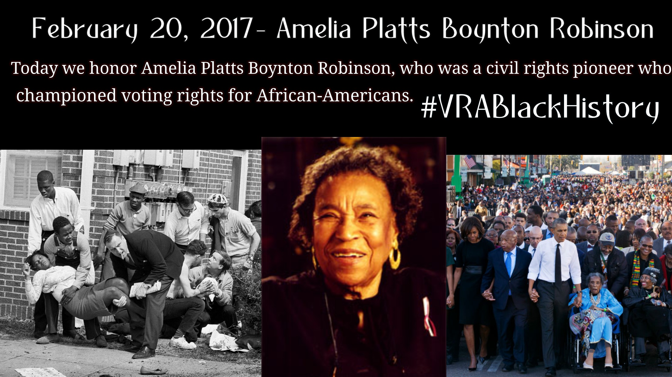 February 20, 2017- Amelia Platts Boynton Robinson #VRABlackHistory
